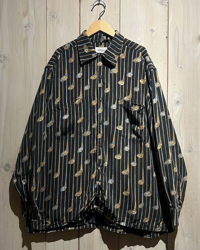 【a.k.a.C.a.k.a vintage】“Brioni” Golf Club Stripe Design Vintage L/S Shirt