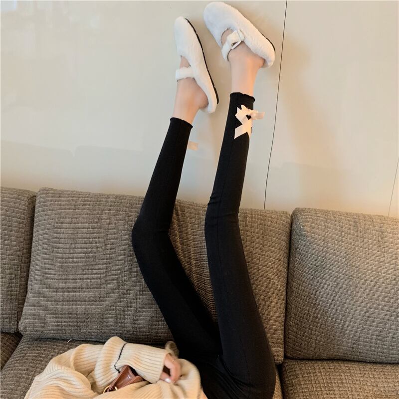 ハイウェストレギンス リボン オータム 秋物 ウィンター 冬物 ドラファッションホール11420779056