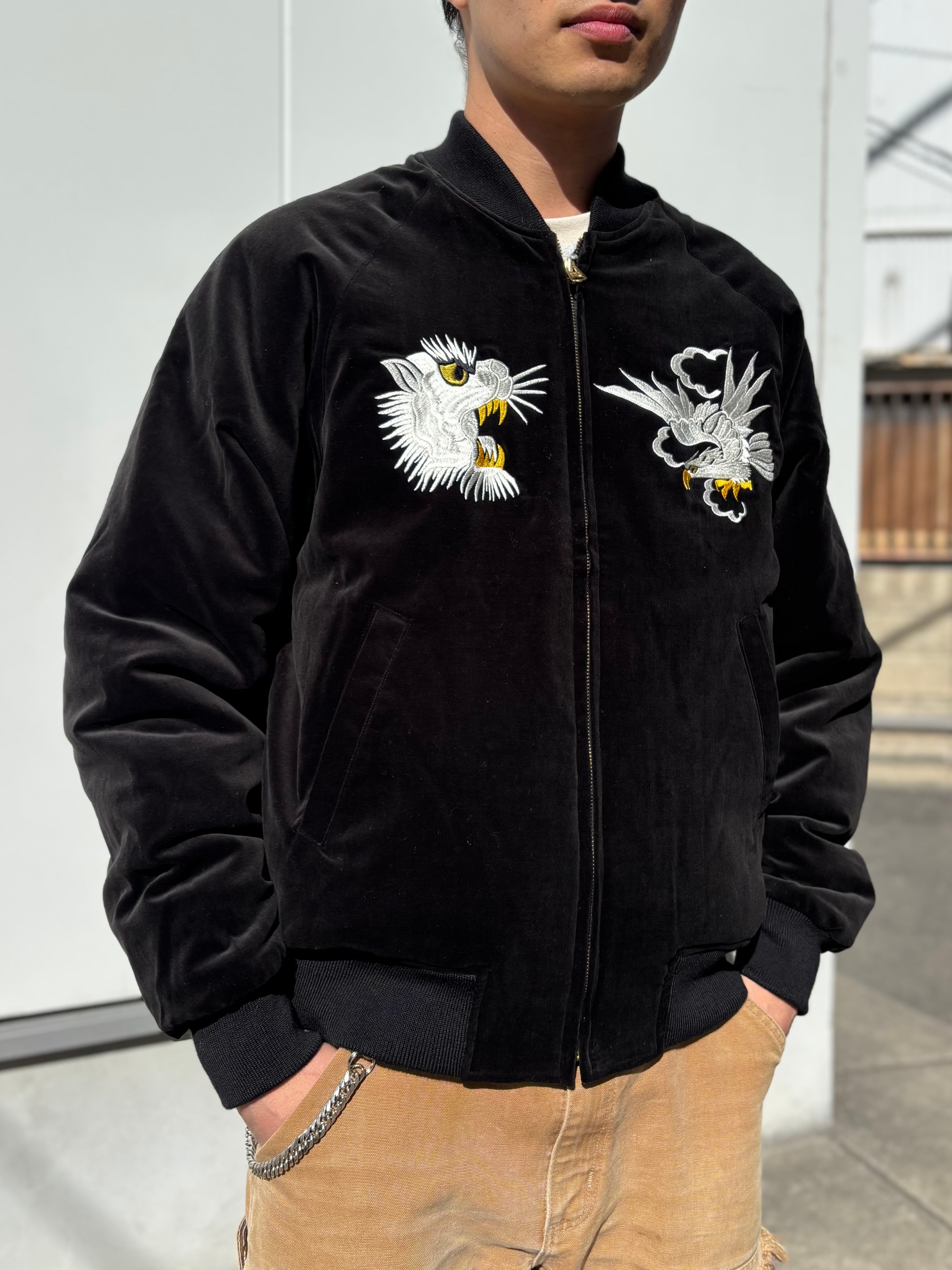 スカジャン　別珍　スーベニアジャケット el conductorH - VELVETEEN FOX EMBROIDERED SOURVENIR JKT (MAROON