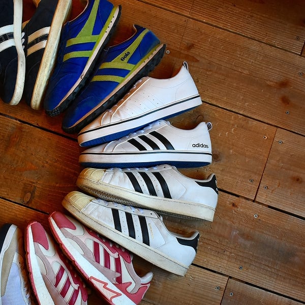 1点物◇アディダスadidasスーパースター白レザースニーカーUS古着
