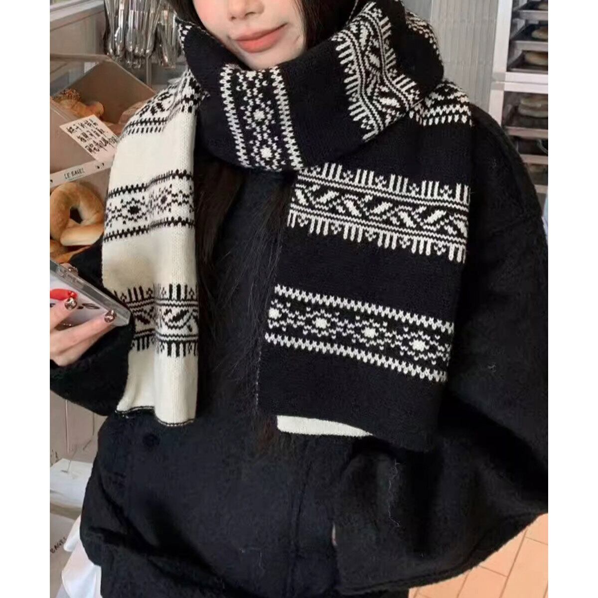 ノルディック柄 北欧風 マフラー 防寒 保温 レディース 秋冬 おしゃれ きれいめ 大人 かわいい プレゼント ギフト クリスマス 誕生日 大人可愛い 大人女子