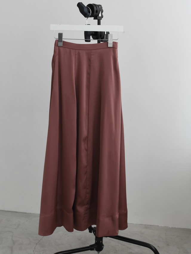 volume satin skirt（rose brown）