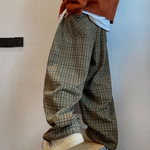 ツイルキャンバスチェックプリントパンツ　1157