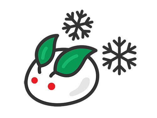 雪うさぎのアイコン（線画カラー）のイラスト | イラストセンター有料