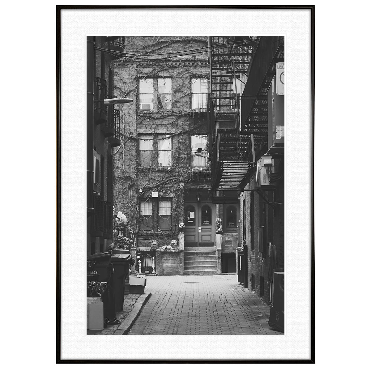 アメリカ写真 ニューヨークの路地裏 インテリア モノクロアートポスター額装 AS4134