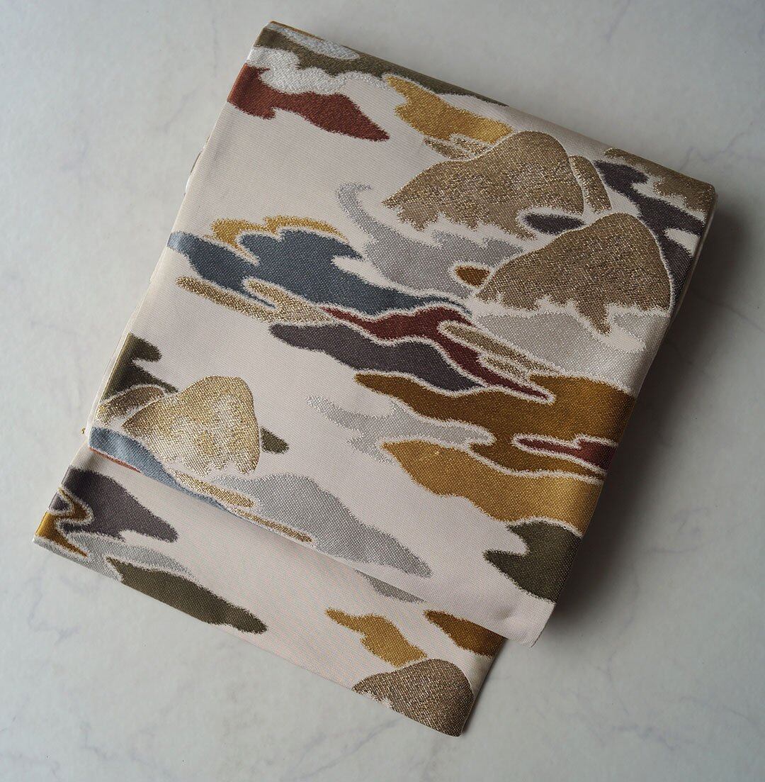 【ふくろ帯】生成り地 風景文 ふくろ帯