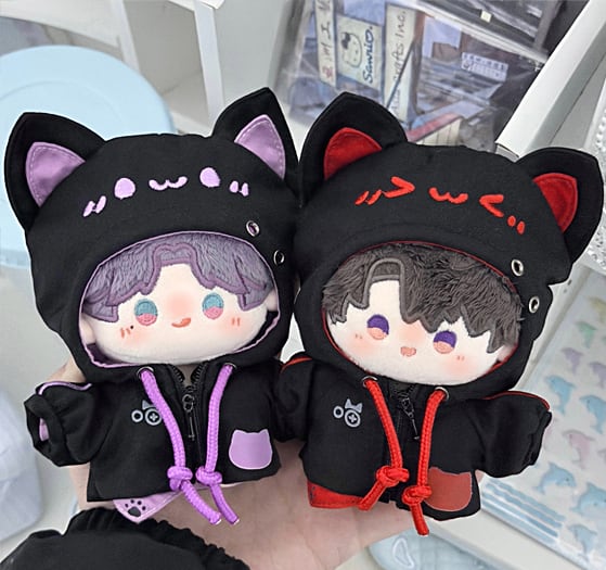 6色 ぬい服 10cm 猫耳フードパーカー ぬいぐるみ服 推し活 着ぐるみ