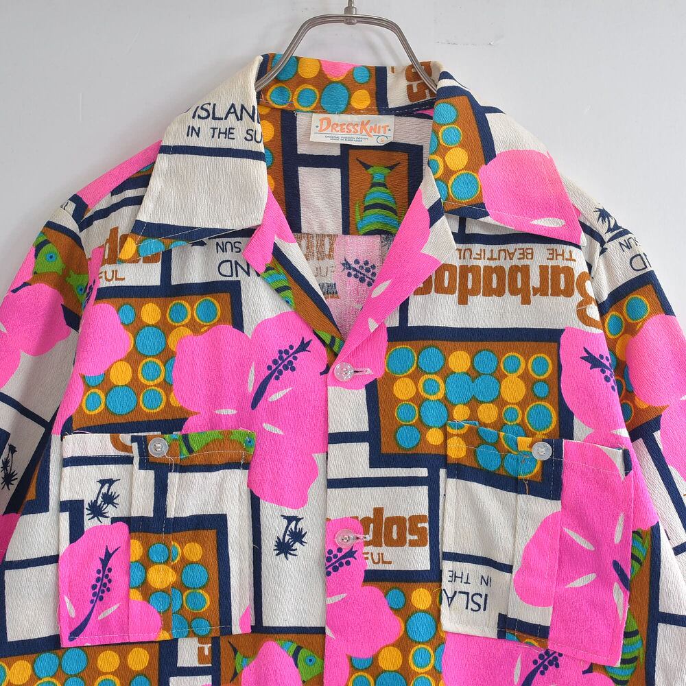 70~80s DRESS KNIT レトロポップアート アロハデザイン 70~80s DRESS KNIT レトロポップアート アロハデザイン