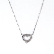 Pt900 ダイヤモンド0.1ct オープンハート ネックレスorリング 選べる