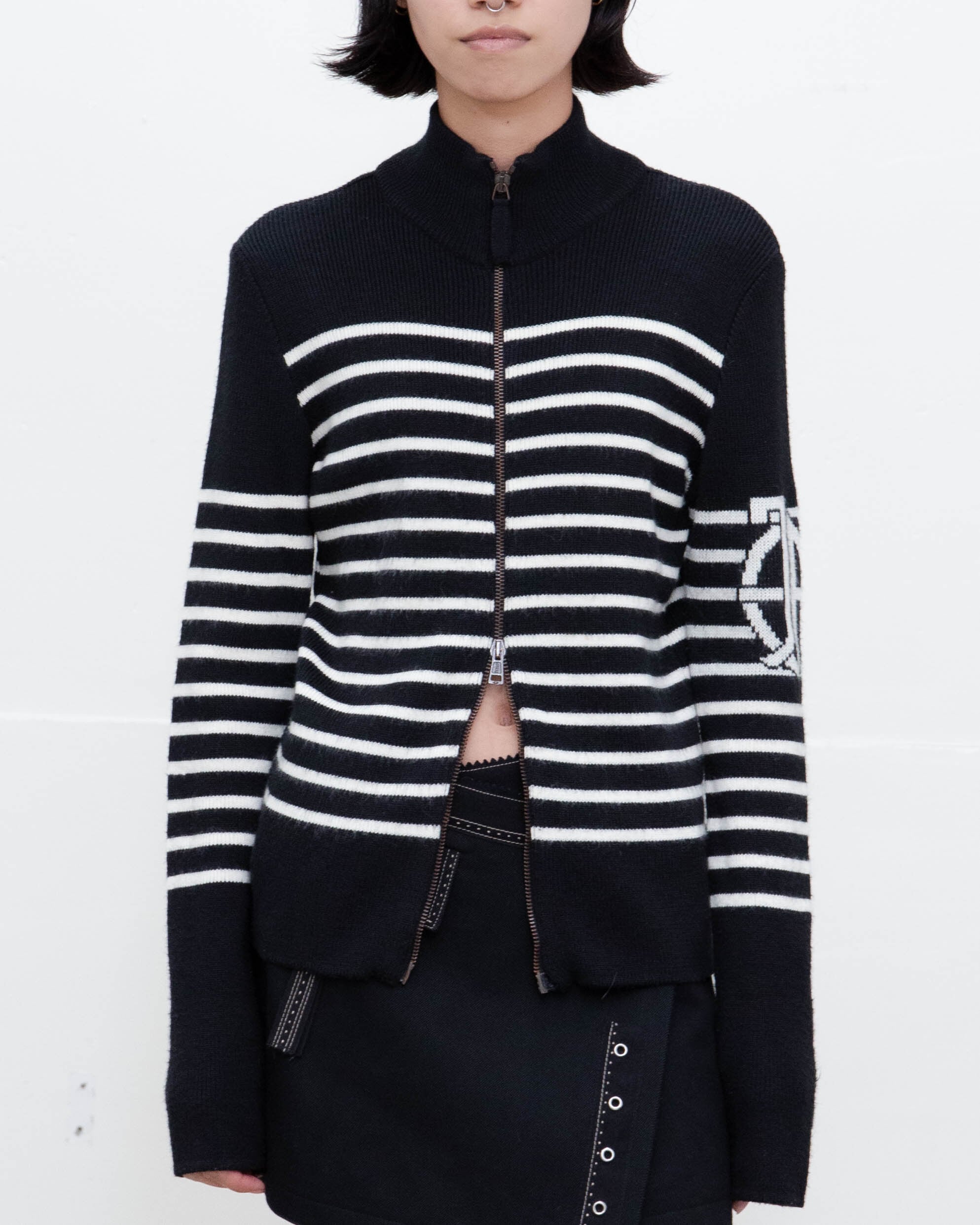 1990s Jean Paul Gaultier - striped zip-up knit jacket | LUIK FINN
