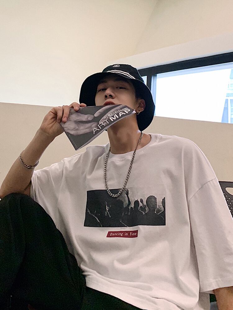 全2色 Tシャツ カットソー プリント カジュアル シンプル