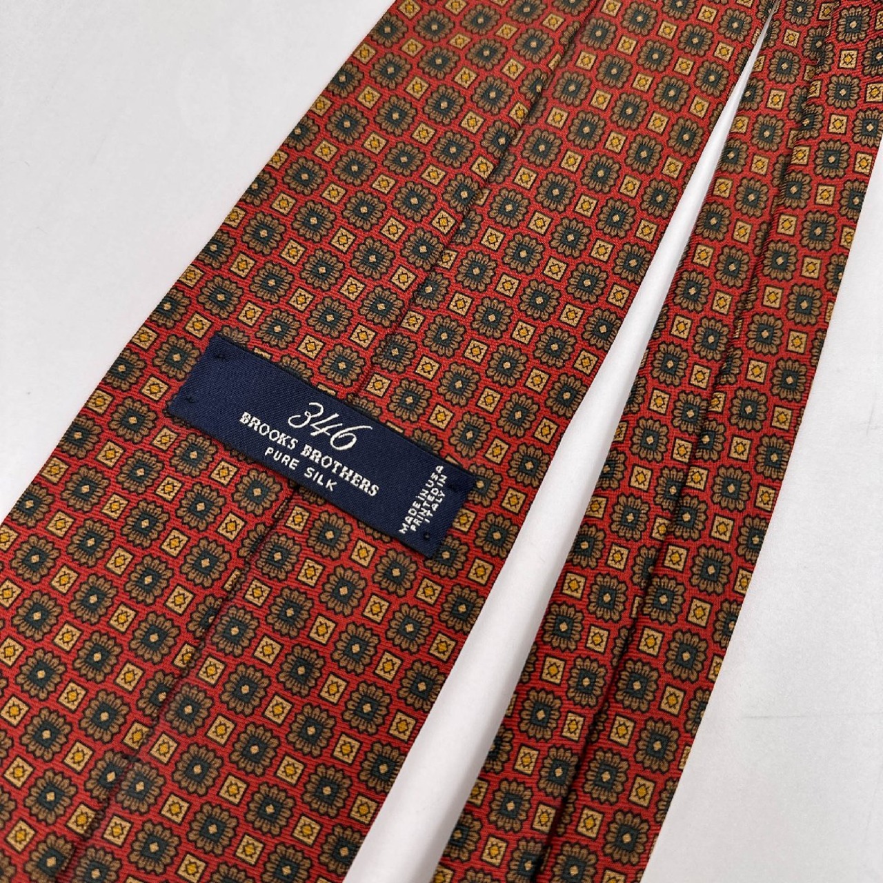 USA製◆高級◆Brooks Brothers 346 ブルックスブラザーズ ピュアシルク 絹 総柄 ネクタイ タイ/マルチ