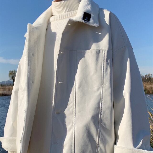 予約販売】レザージャケット アウター リバーシブル ショート丈 裏ボア