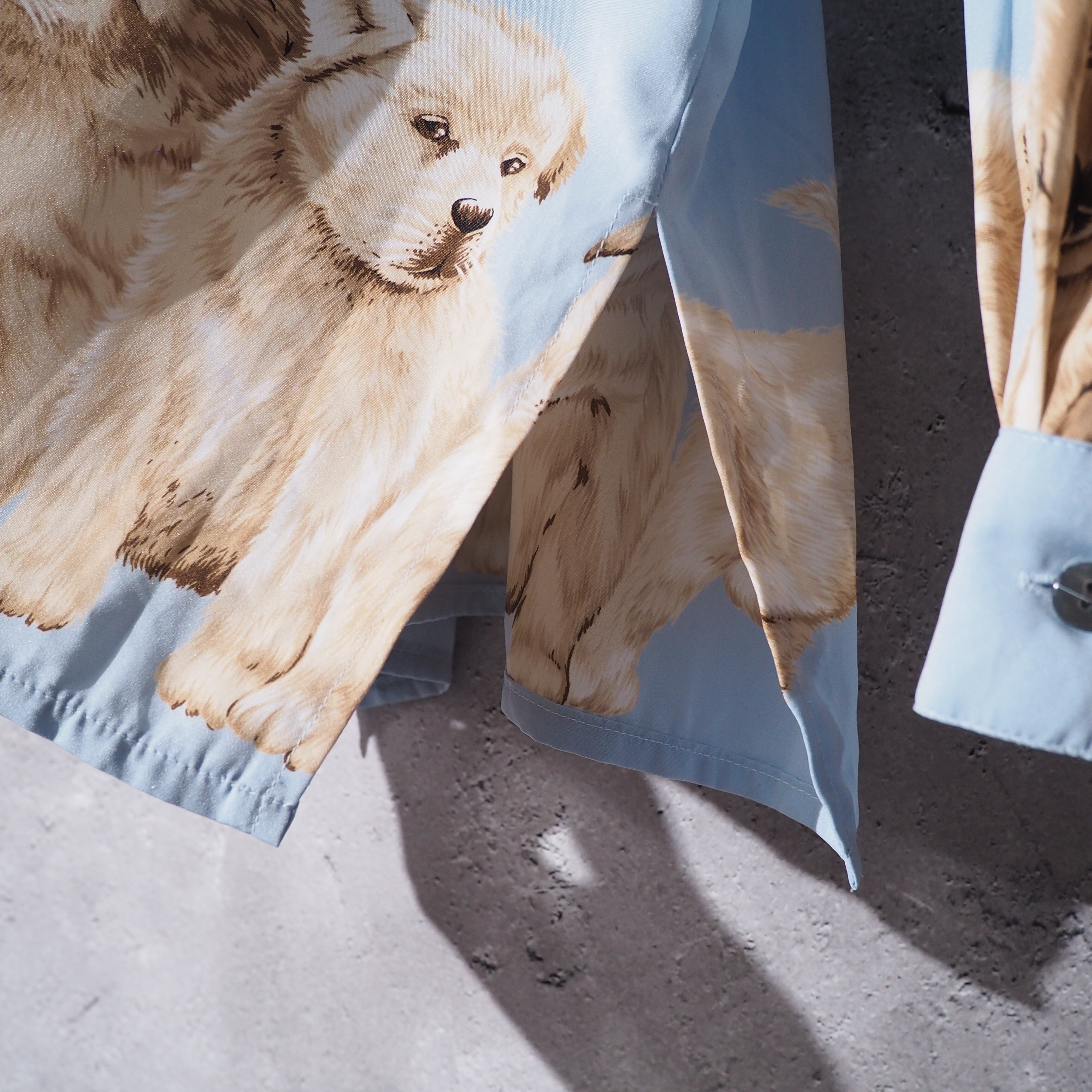 1980s Pretty Puppy Dogs printed vintage Open collar Shirt