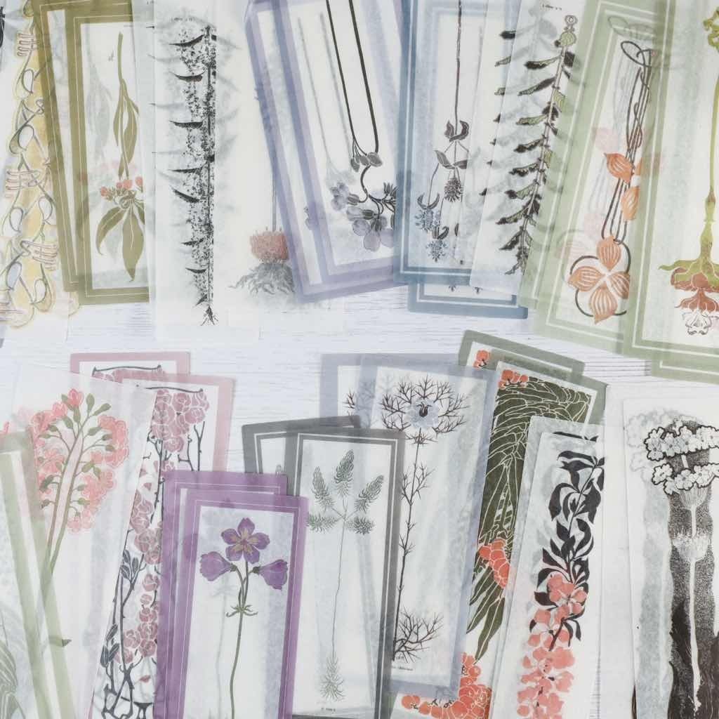 ヴィンテージシールコレクション 短冊型|素材 40sheet レトロイラスト 手帳素材 紙もの 雑貨