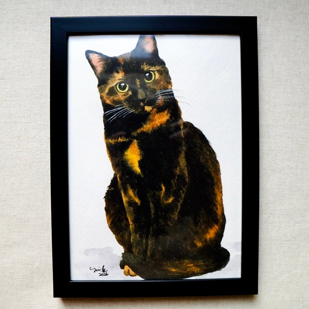 （専用）クボユキ　コルク画　原画　猫2点 愛猫がキャラクターに！2匹用 20cmキャンバスの猫ポップアート 「うち