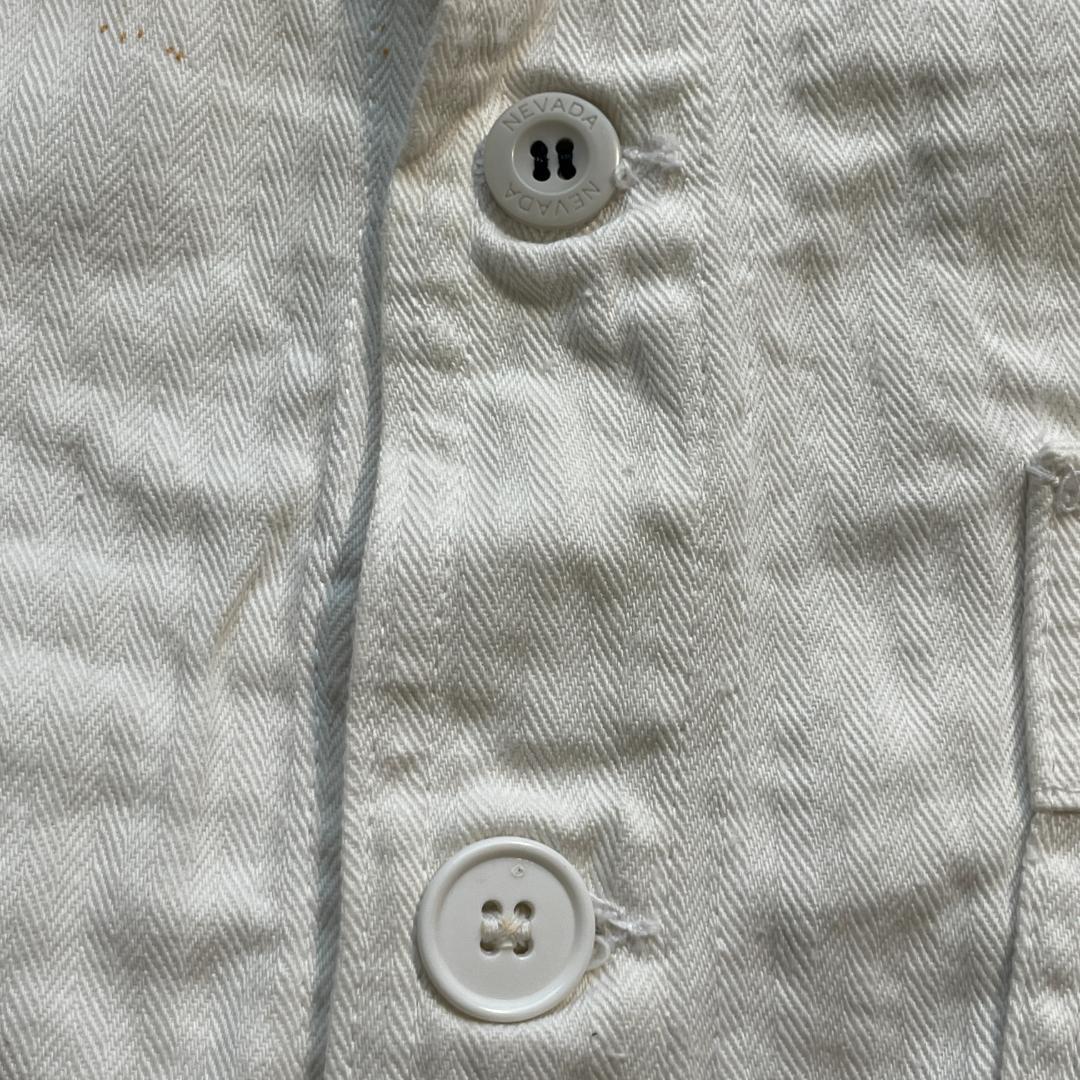 【希少 50s-60s】L'ATHLETE フレンチワークジャケット 刺繍タグ 50-60s 刺繍タグ ホワイト ヘリンボーンツイル フレンチワーク