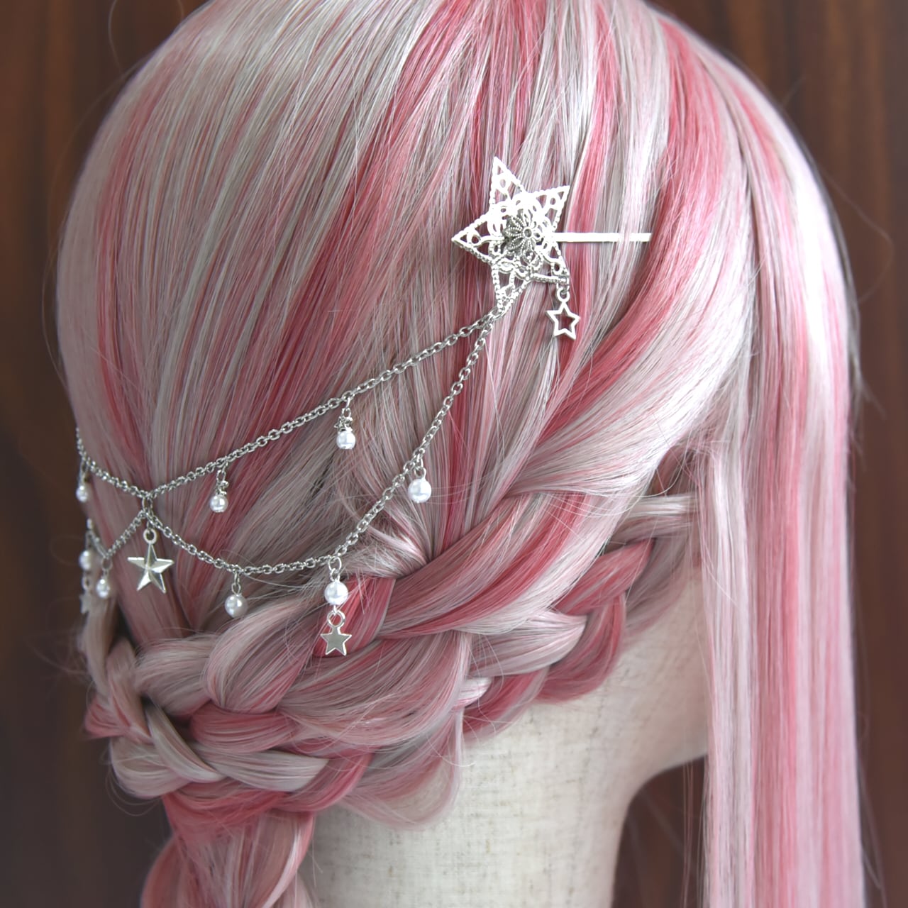 星達の道標｜星とパールのバックカチューシャ／星座 モチーフ 髪飾り
