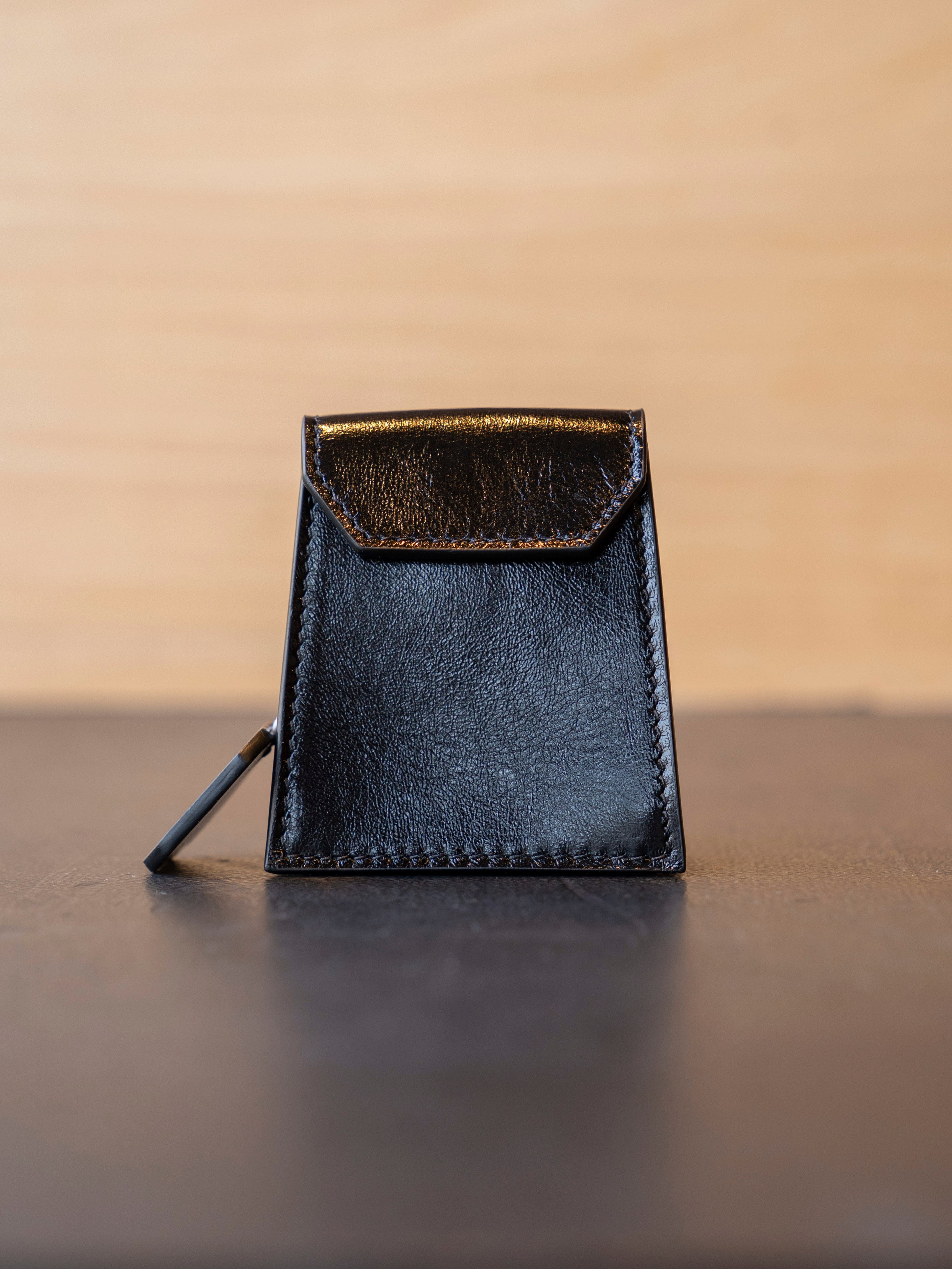 MAISON MARGIELA 4 STITCH LEATHER TEA BAG CHARM Black