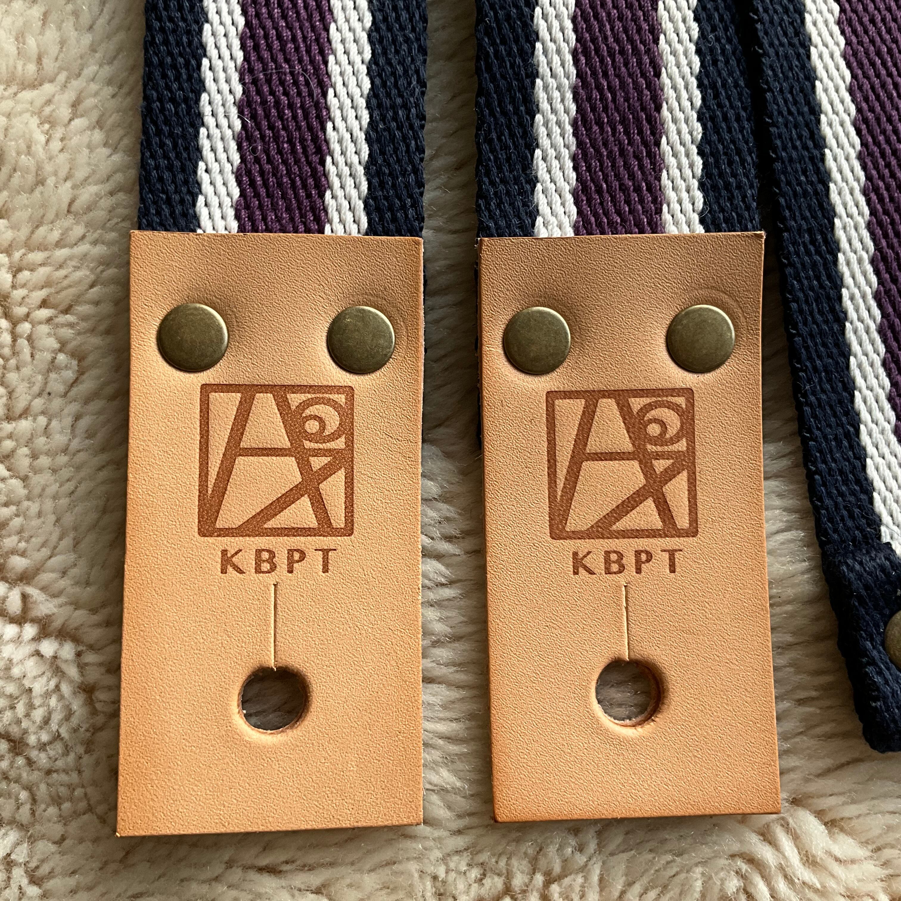 Evo Straps 本革ストラップ ブラウン/白 pony40】NWVストライプ＊エイジドベージュレザー＊アンティーク