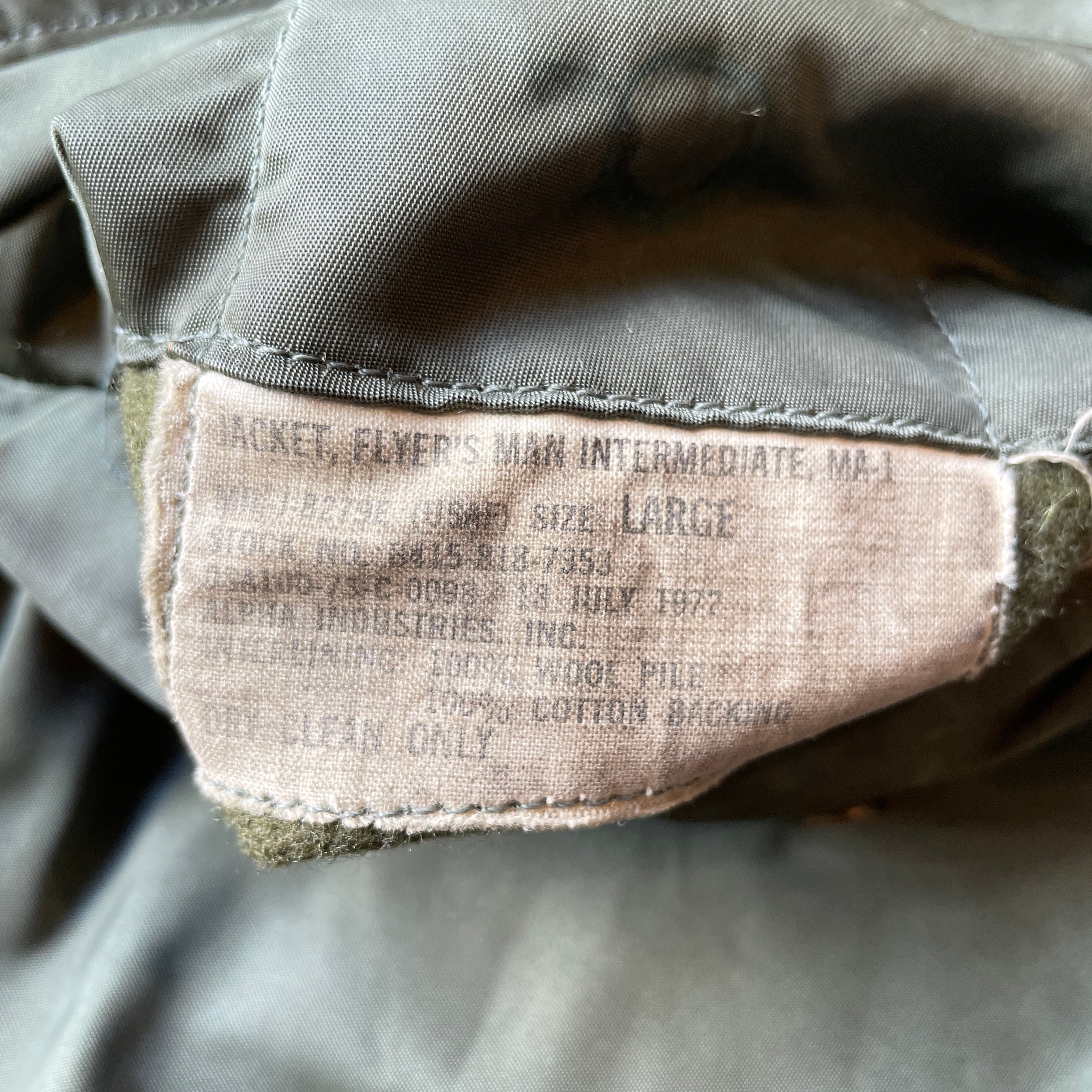 70s USAF ALPHA INDUSTRIES社製 MA-1 フライトジャケット L USA製
