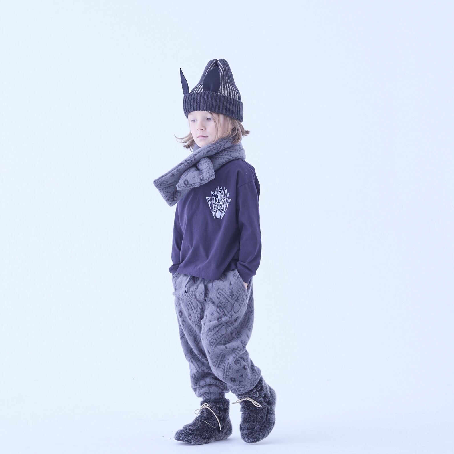 【25AW】eLfinFolk(エルフィンフォルク)Snow Jacquard Sweat Pants gray(90/100/110/120/130)パンツ スウェット ジャガード