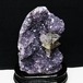 1.7Kg アメジスト クラスター ウルグアイ産 アメジスト 原石 置物 amethyst アメシスト 台座付属 カルサイト付き 花型 182-6222