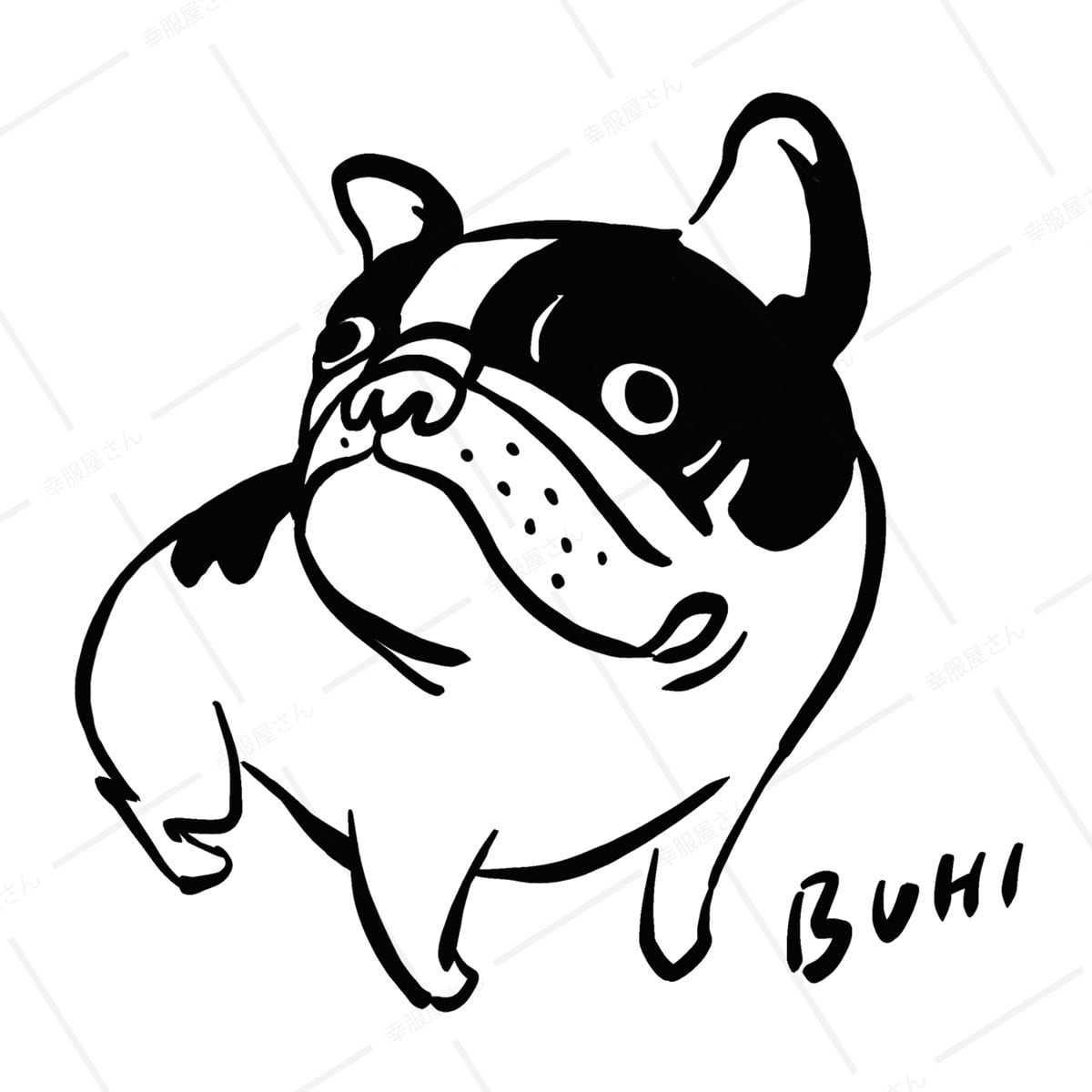 フレブル むちむちパイド Tシャツ ワンポイント dog65 犬 ブヒ フレンチブルドッグ 服 ゆるい イラスト おもしろ Tシャツ