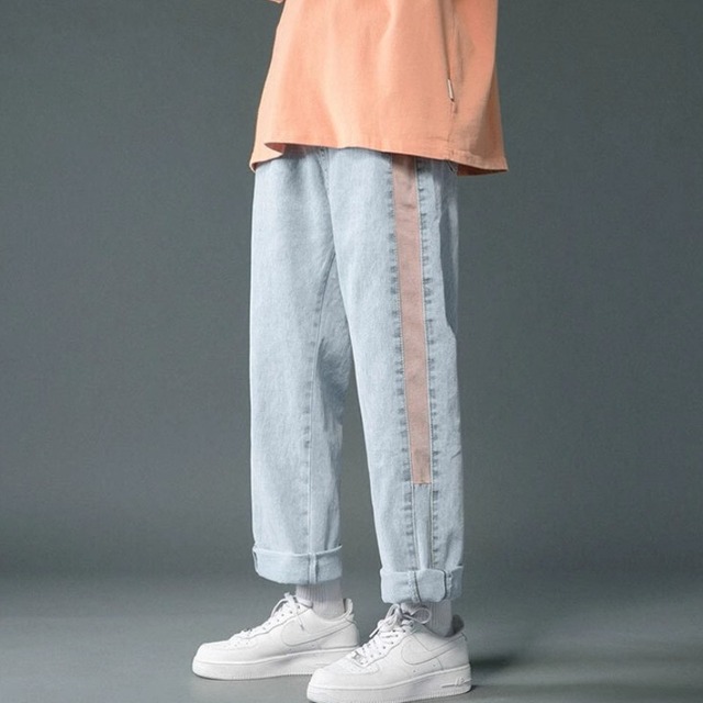 サイドカラーラインストレートデニム C10798