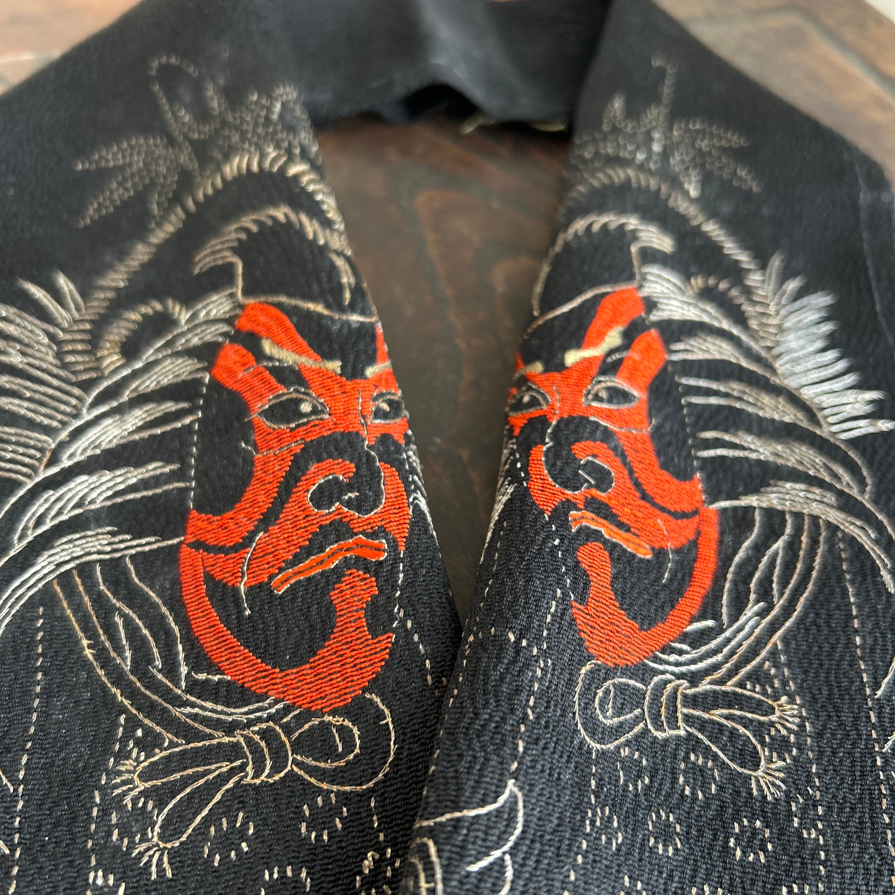 アンティーク刺繍半襟　暫