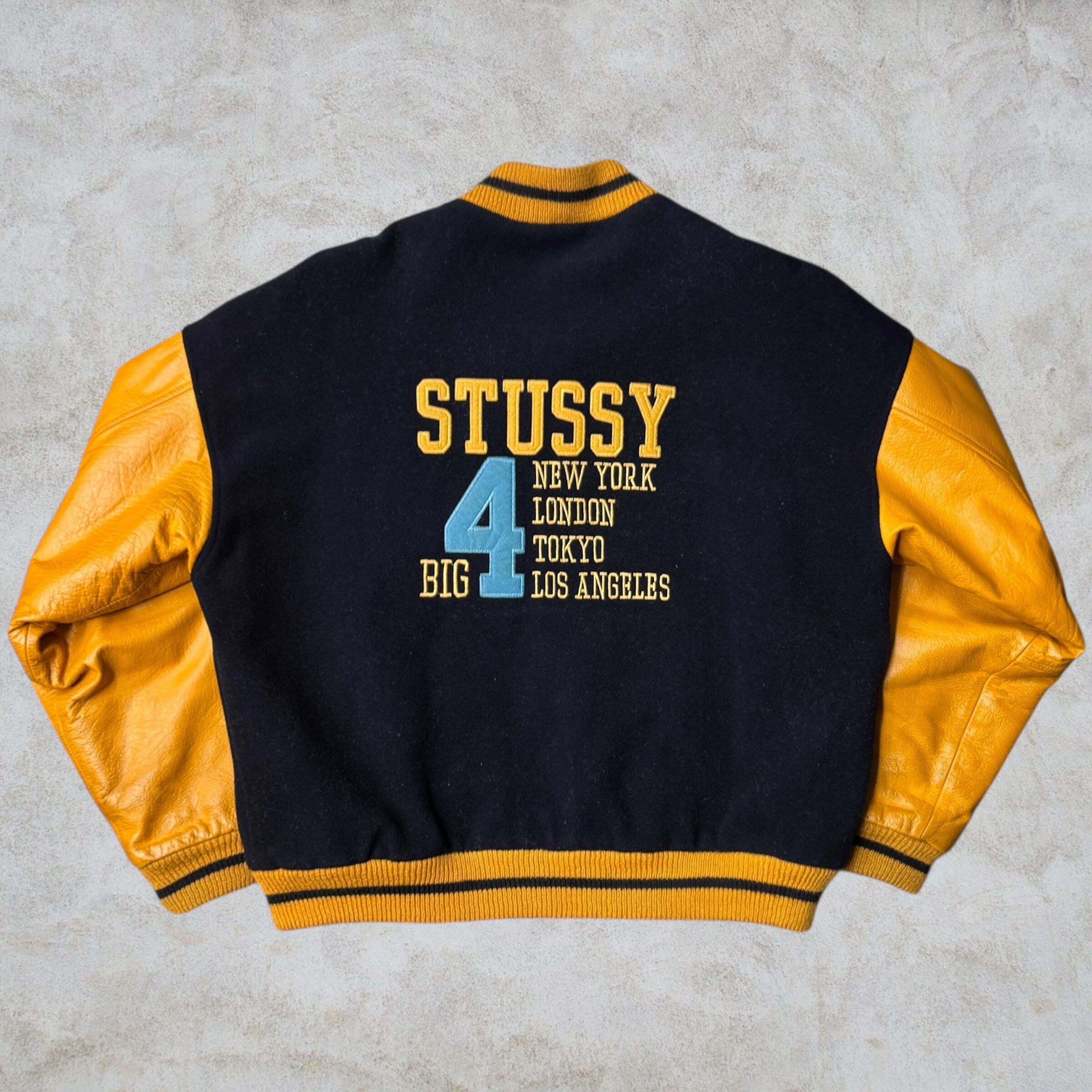 Special!!】90's old stussy Varsity Jacket “BIG 4” “スタジャン
