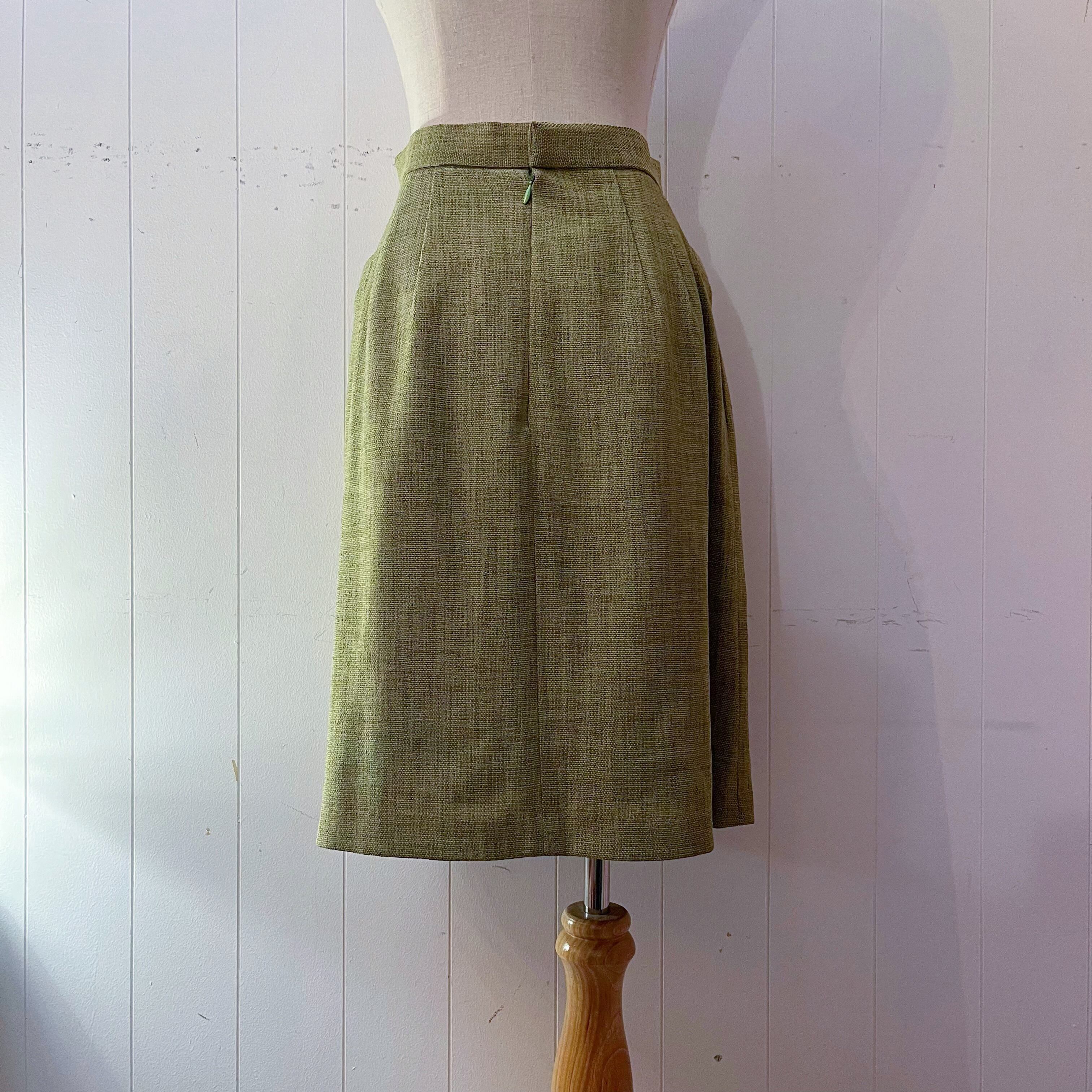 moss green tuck skirt