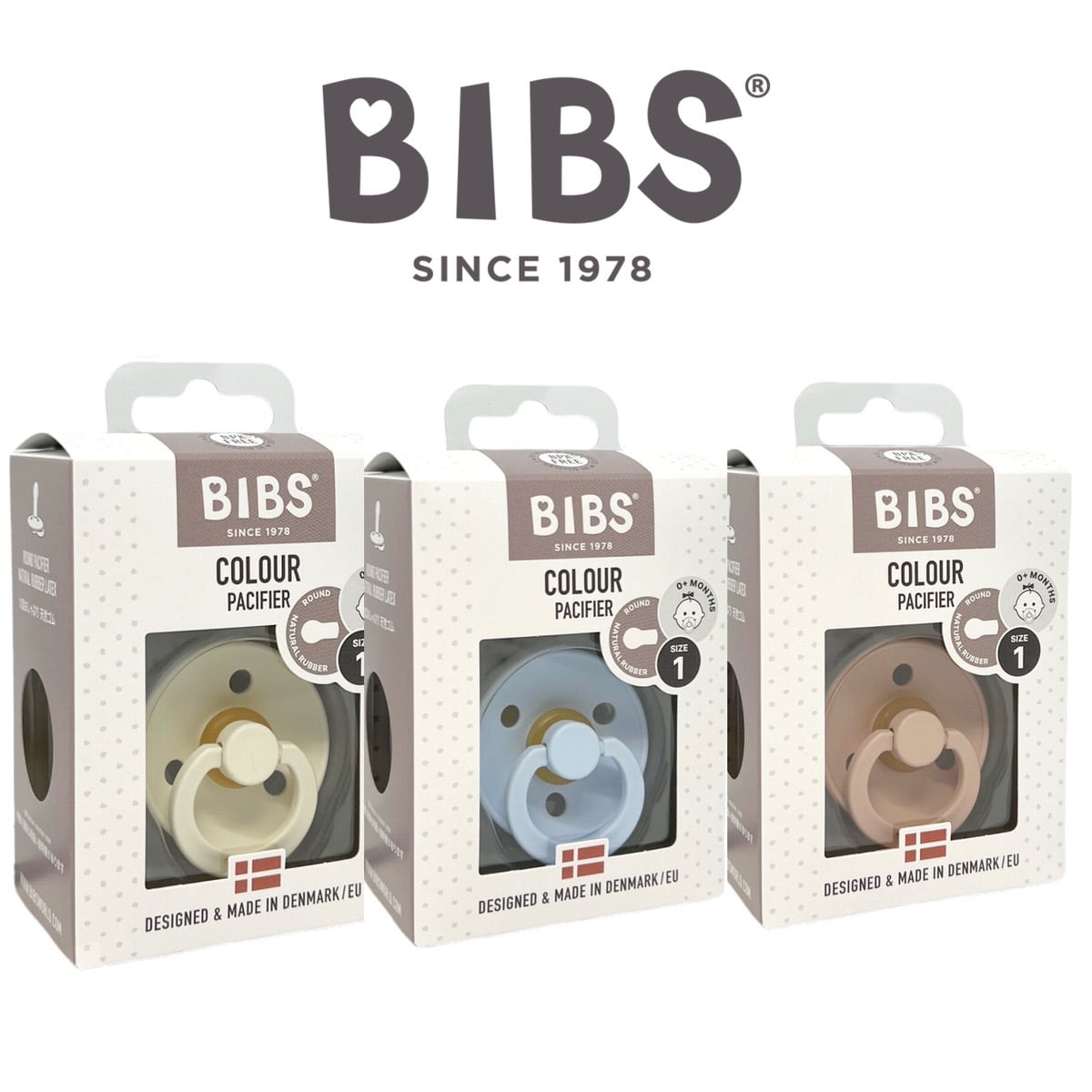 BIBS ビブス | おしゃぶり 1個 天然ゴム COLOUR Designed デンマーク