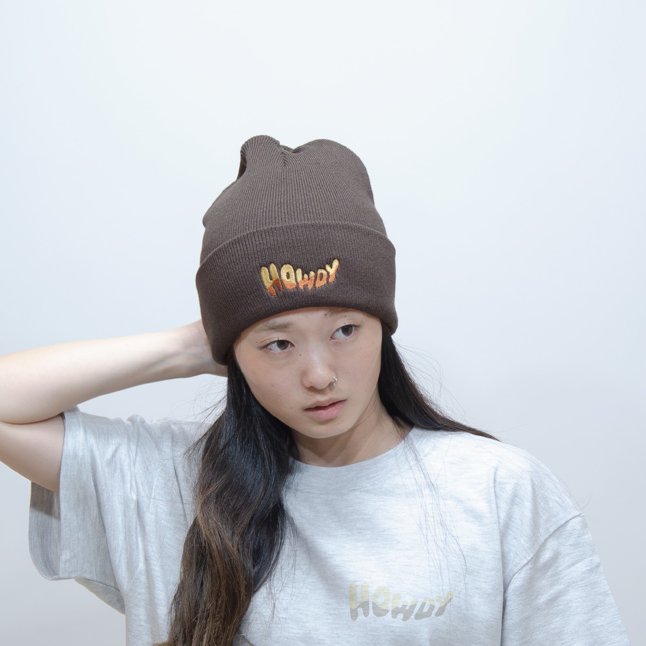 HOWDY blow Knit CAP [ダークブラウン]