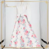 フラダンス 衣装 ワンピース ドレス プリンセスカイウラニ ホワイト系 Princess Kaiulani ハワイ製 レース ハイネック 長袖 シースルー プロテア柄 かわいい おしゃれ 豪華 上品 華やか 鮮やか 明るい ハワイアン アロハ レッスン 練習