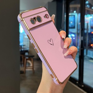【数量限り】ZTOFERA Google Pixel 8 用 ハートケース おしゃれ 韓国 かわいい グーグル ピクセル 8 ケース 柔軟な TPU シリコン メッキ加工 ソフト 軽量 耐衝撃 携帯カバー 女性 心パターン Pixel 8 スマホケース ワイヤレス充電対応 (パープル)