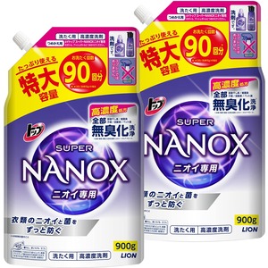 【在庫のみ】トップ ナノックス(NANOX) 【まとめ買い】トップ スーパーナノックス ニオイ専用 プレミアム抗菌処方 洗剤 蛍光剤・シリコーン無添加 高濃度 洗濯洗剤 液体 詰め替え 特大900g×2個セット