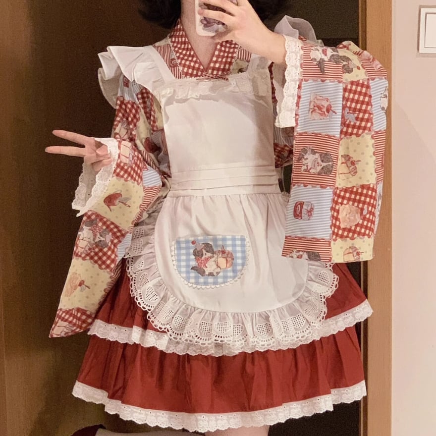 天使と悪魔 サブカル系 ファッション 和ロリ メイド服 3点セット  