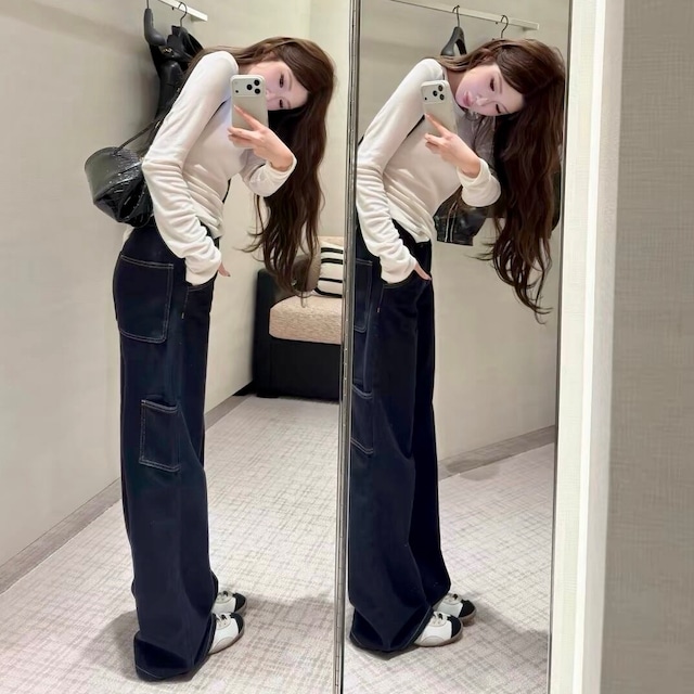 Stitch Detail Straight Jeans