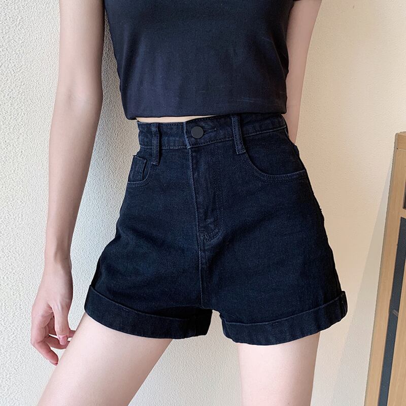 ブラックハイウェストショーツ サマールーズ薄手パンツ 夏物 ブルマー スーパーモール23657498567