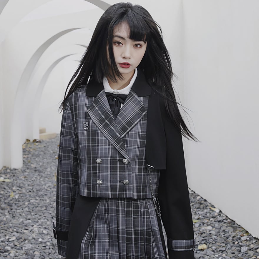 ゴスロリ通販 With U ゴシック ロリィタ スーツ チェック柄 バイカラー