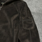 arm pocket design fur zip up hoodie