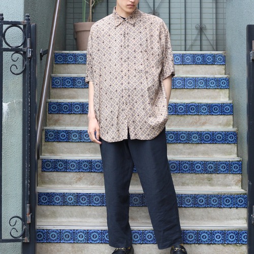 USA VINTAGE MUNSINGWEAR CLASSICS HALF SLEEVE PATTERNED ALL OVER RAYON SHIRT/アメリカ古着半袖総柄レーヨンシャツ