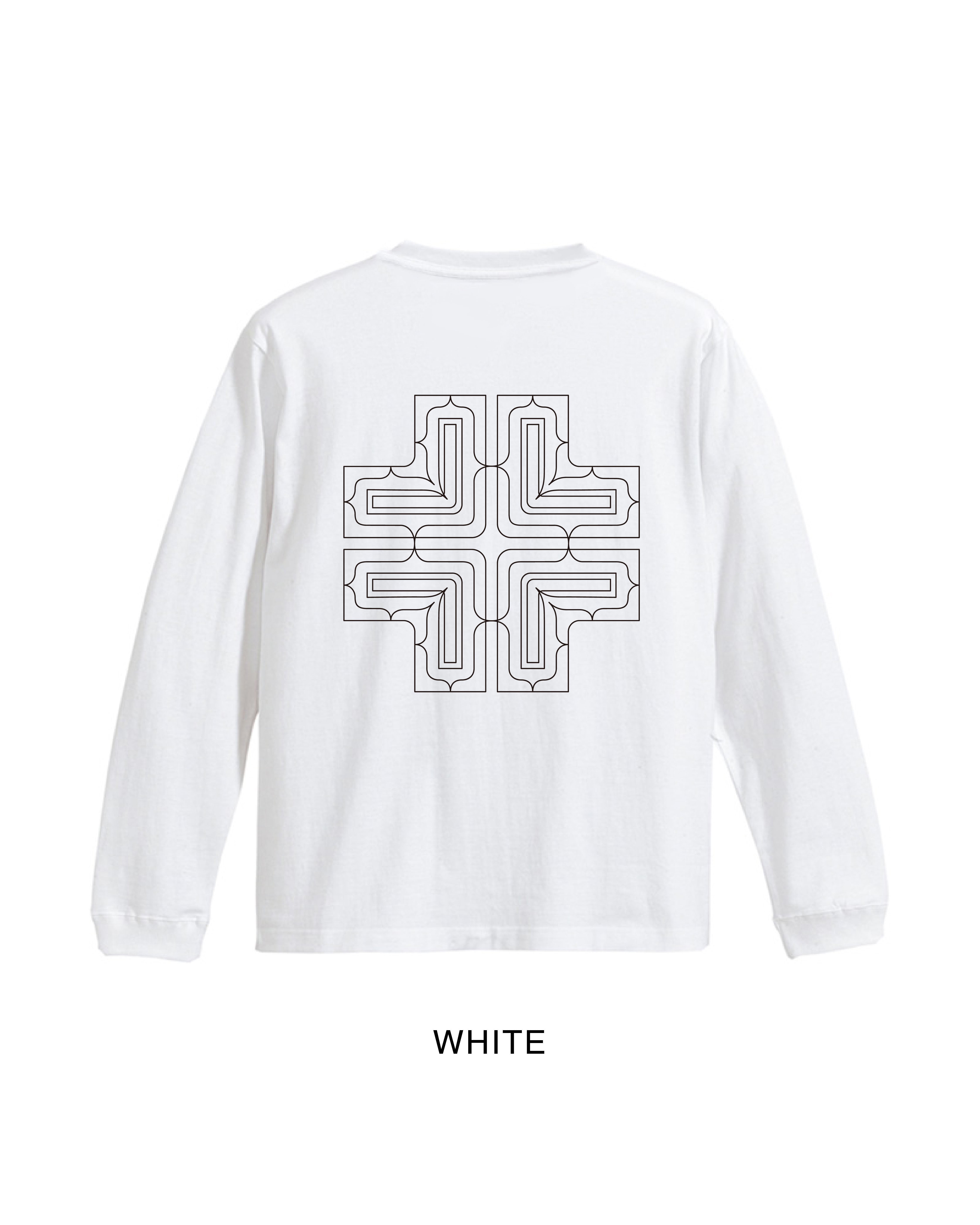 アイヌ文様線画バックプリントロングスリーブTシャツ 3color