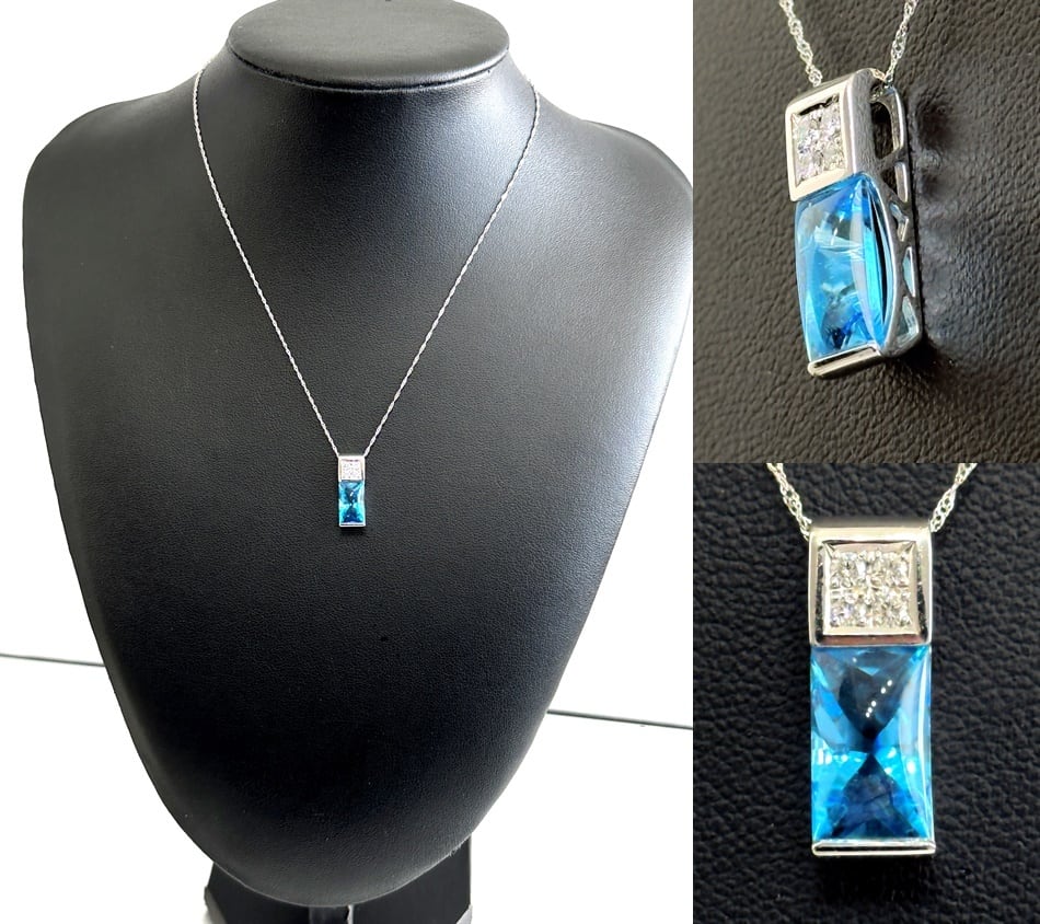 TASAKI タサキ 田崎 ブルートパーズ ダイヤモンド ネックレス 0.11ct