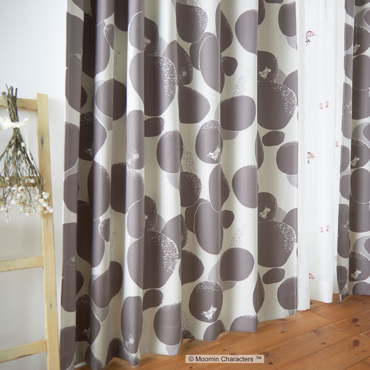 ムーミンカーテン 100×178 スミノエ ドレープ 遮光 2つ山 1.5倍ヒダ