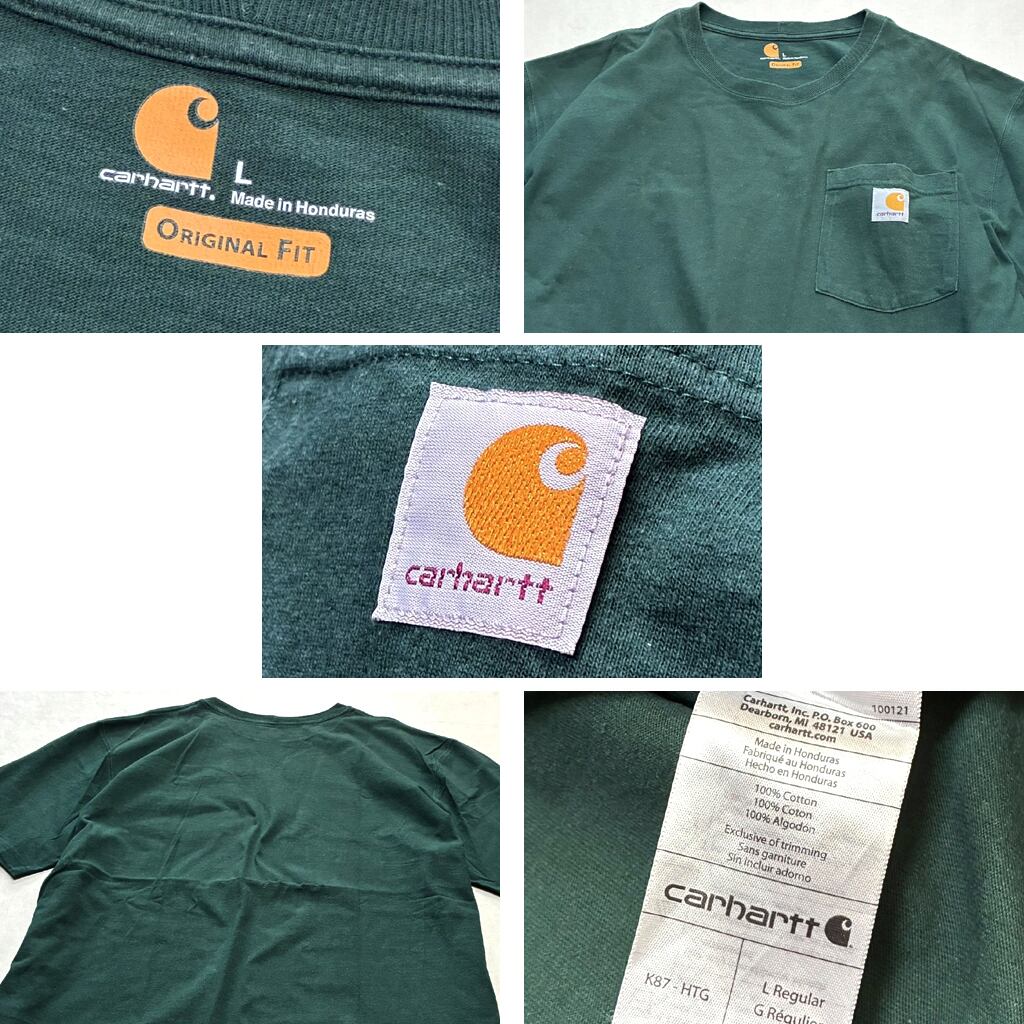 1点物◇カーハートCarhartt深緑ポケットTシャツ半袖ポケT古着メンズXL