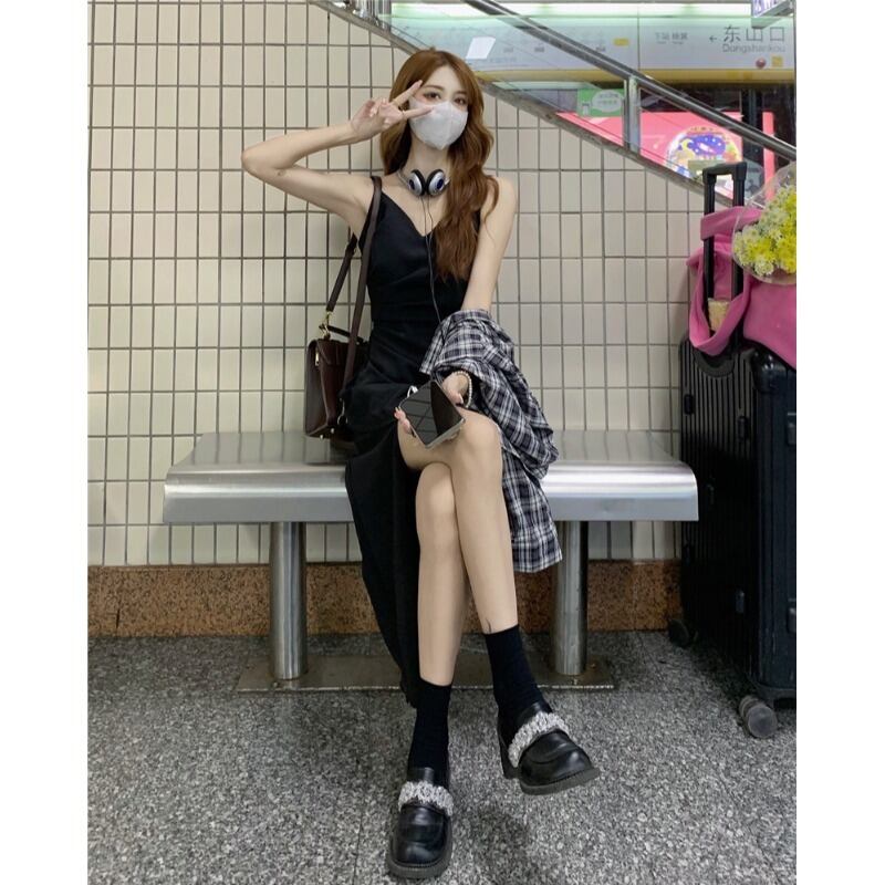 スタイルドレス サマーブラック薄手スカート 大人ガーリー スウィート キュート カジュアル 夏物 萌量不足507330336