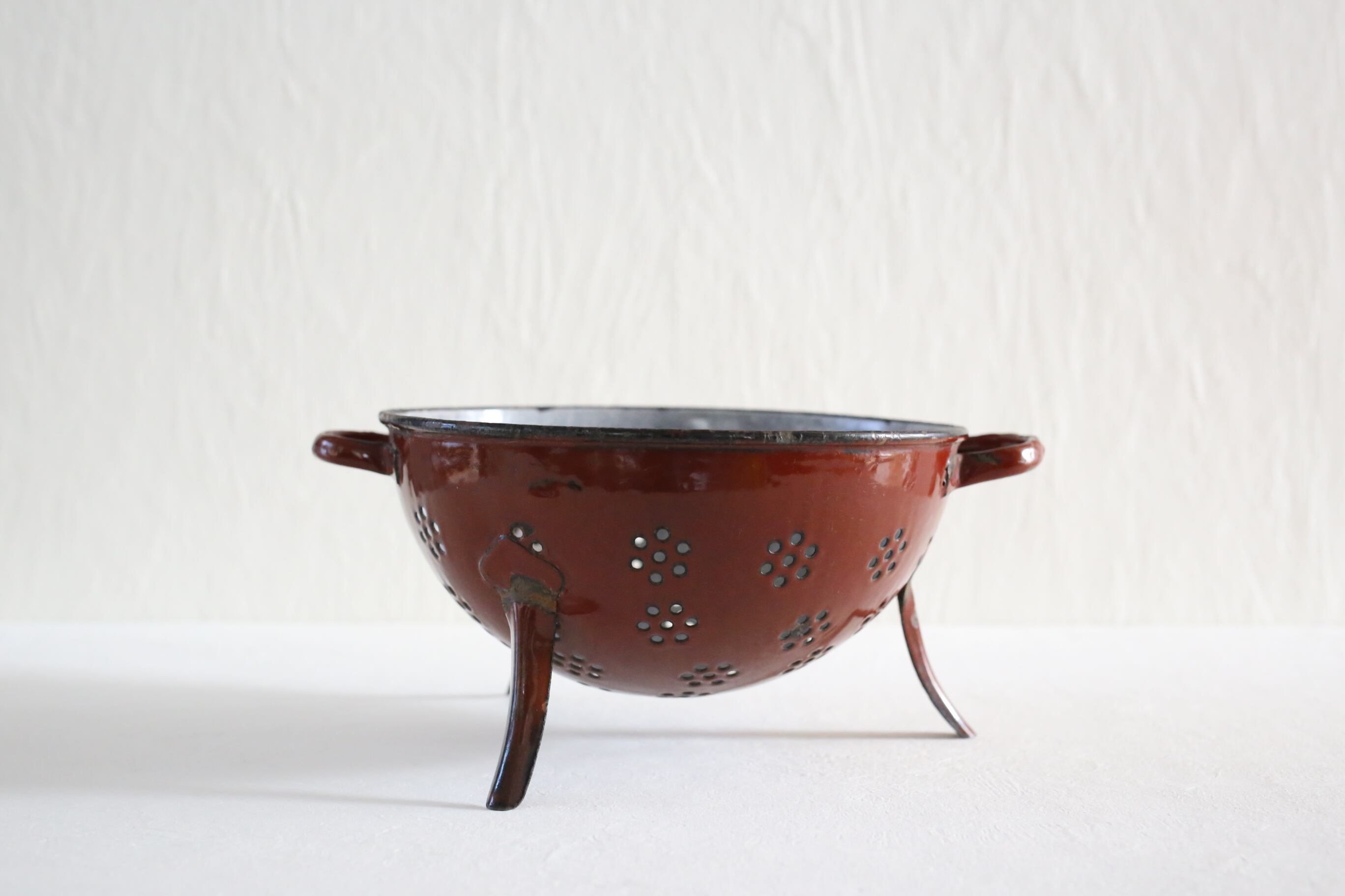 フランスアンティーク ホーロー コランダー ホーロー コランダー 白 フランス アンティーク ブロカント