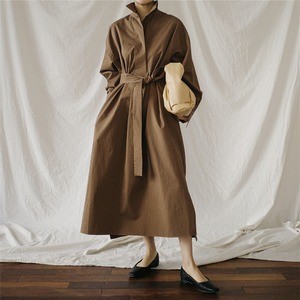 ウエストリボンシャツワンピース